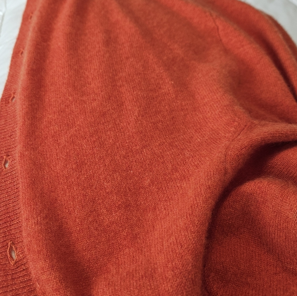 Lord & Taylor, XS, 100% Cashmere Orange Cardigan - Picture 6 of 13